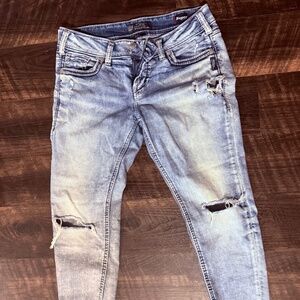 Silver skinny jeans